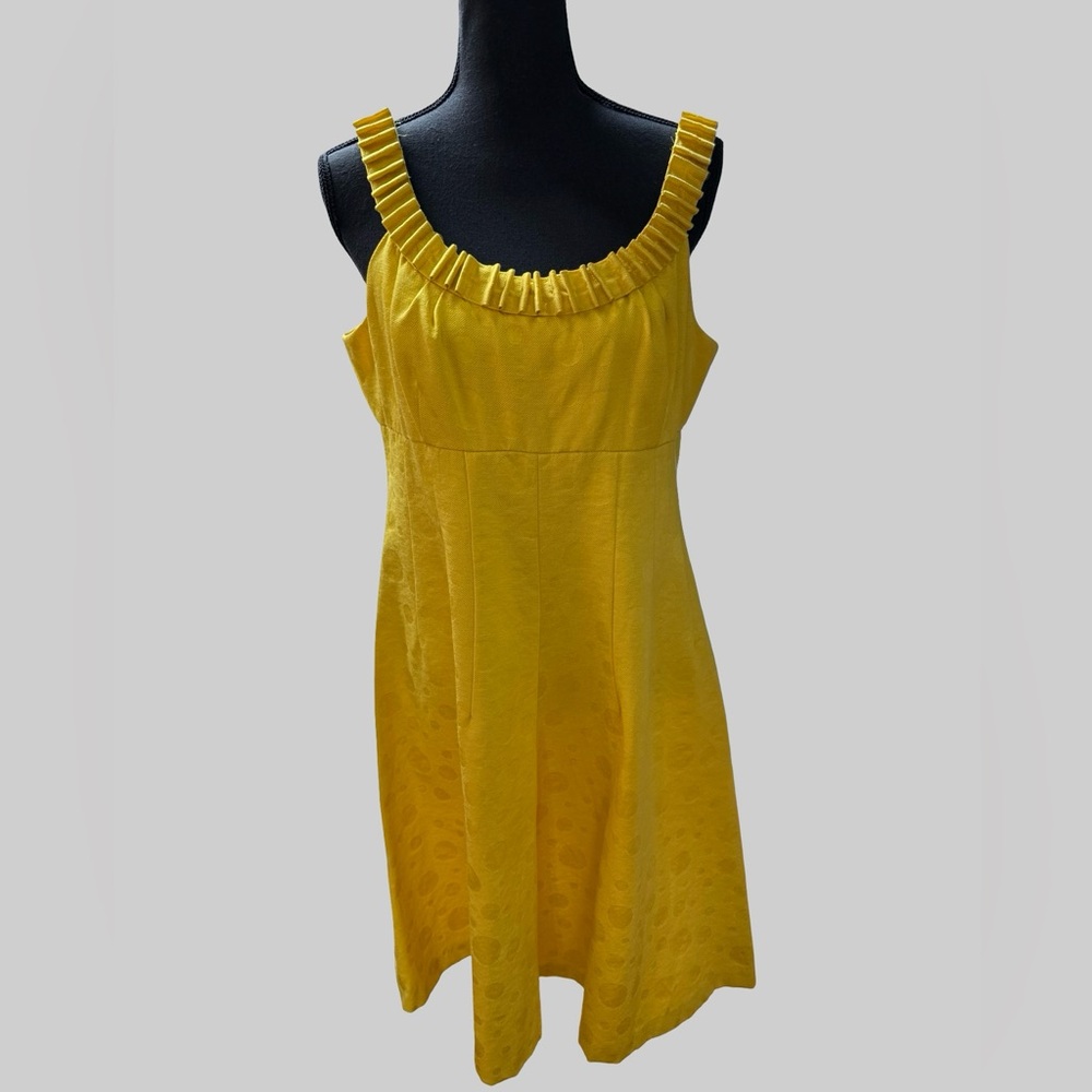 🌼 Maggy‎ London Yellow Sleeveless Fit & Flare Dress – Size 14
